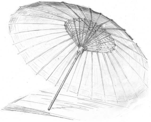傘のモノクロイラスト
